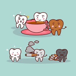 illustration of teeth stained from smoking and coffee, Cosmetic dentist Florence, SC